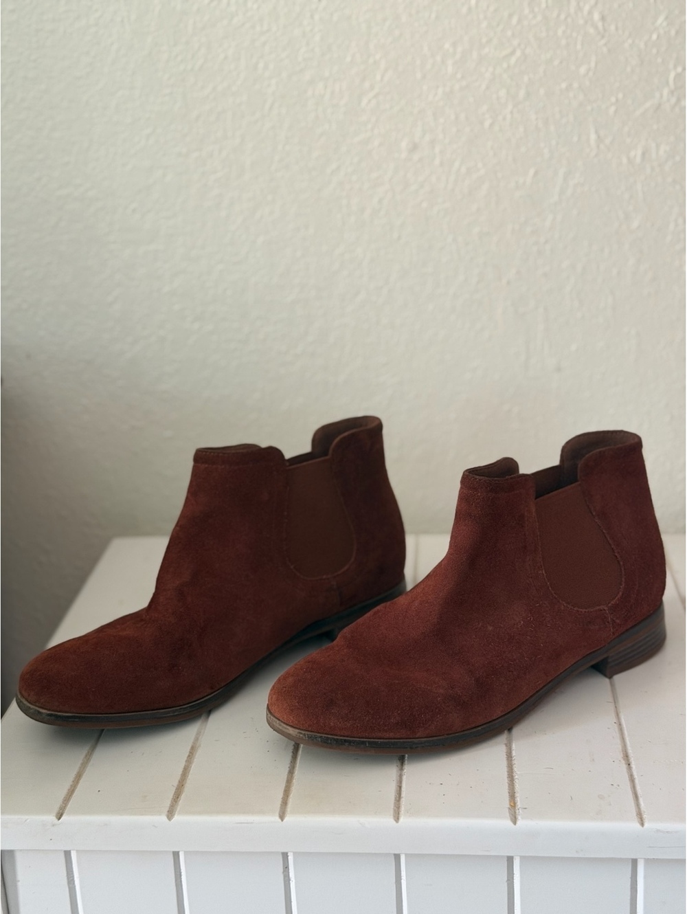 Clarks rust suede ankle boots